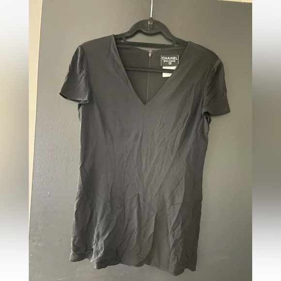 Chanel Black Cap Sleeve Top Size 40 - Picture 1 of 4